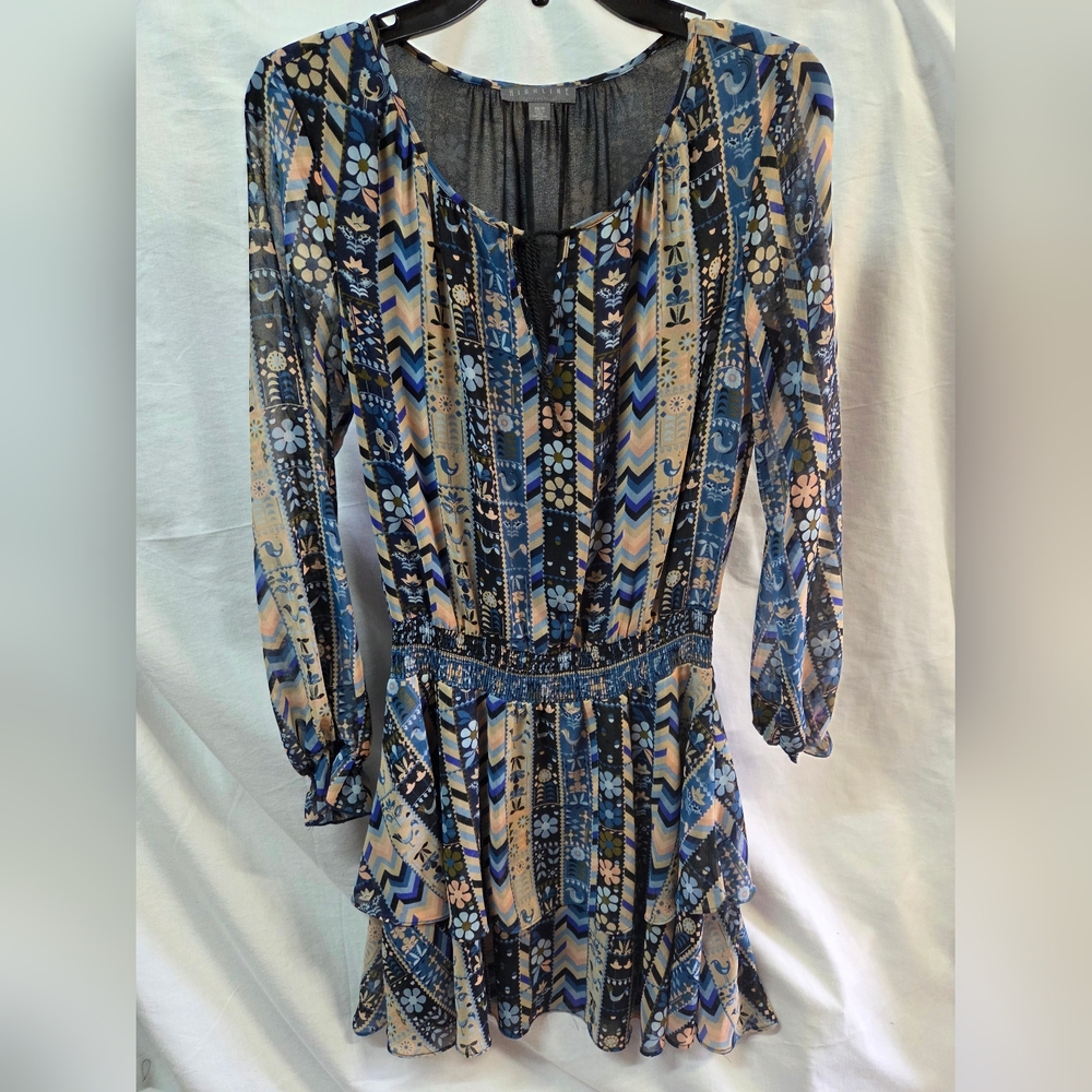 Chic Multicolor Patterned Mini Dress